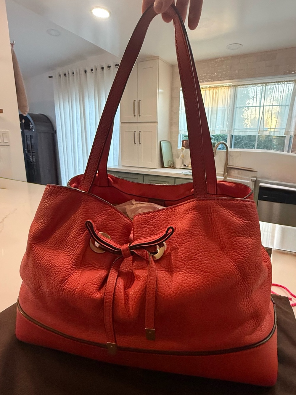 kate spade Coral Drawstring Pebbled Leather Tote